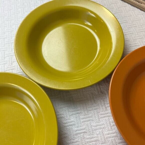 Vintage Melmac Melamine Bowl Set 3 Orange 3 Yellow Serve 6 70s 80s Retro MCM - Picture 10 of 12